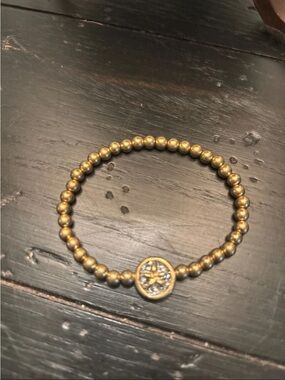 Waxing Poetic Gold Beaded Bracelet with Star Medallion